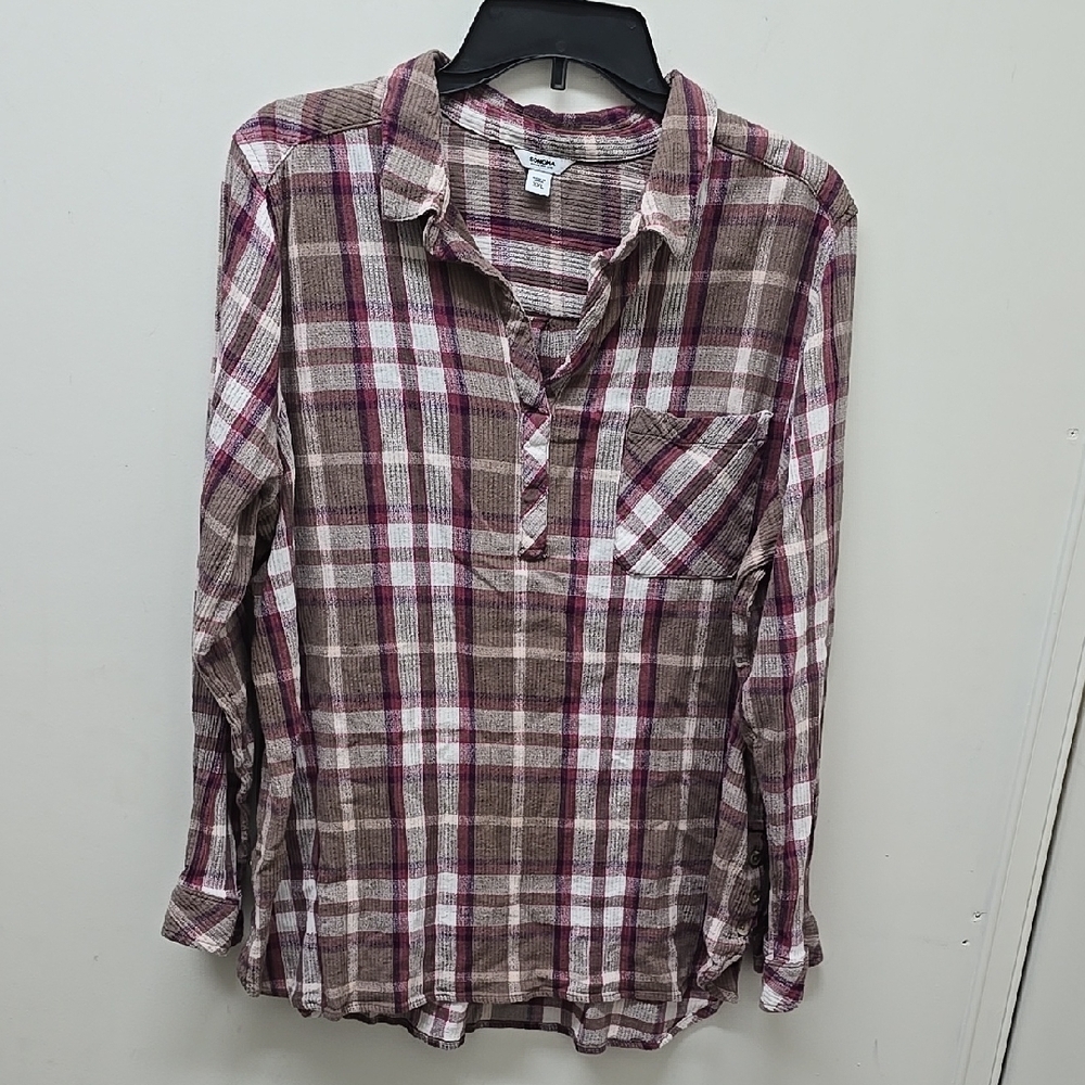 SONOMA Plaid Button-Up Women's Top - Size XXL